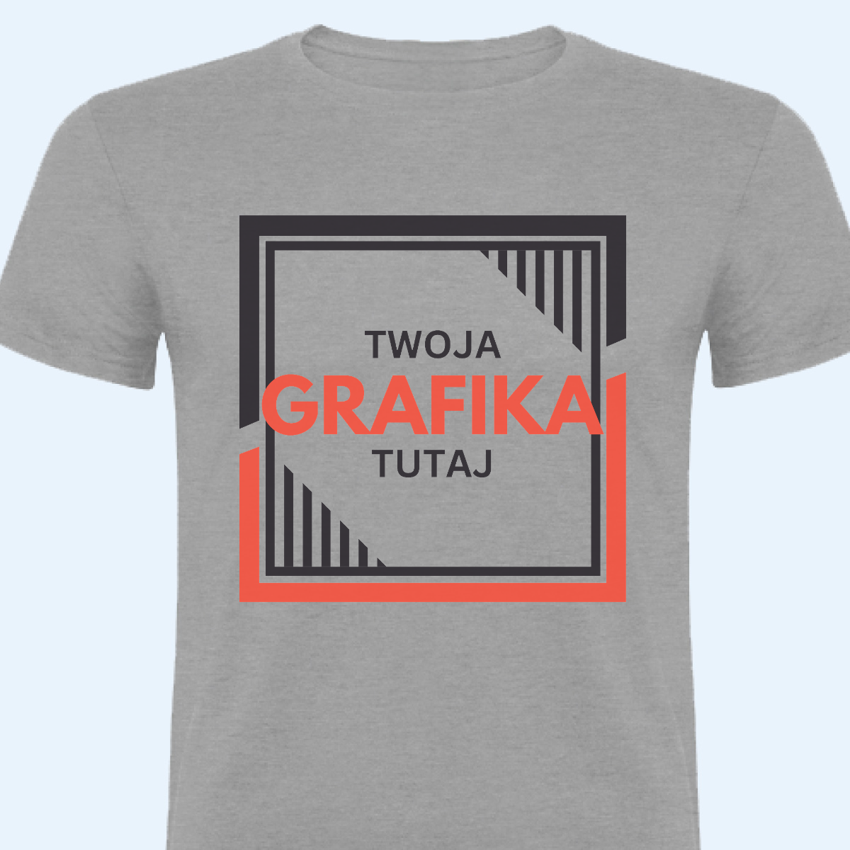 Szara Koszulka z własnym nadrukiem - Grafika przód